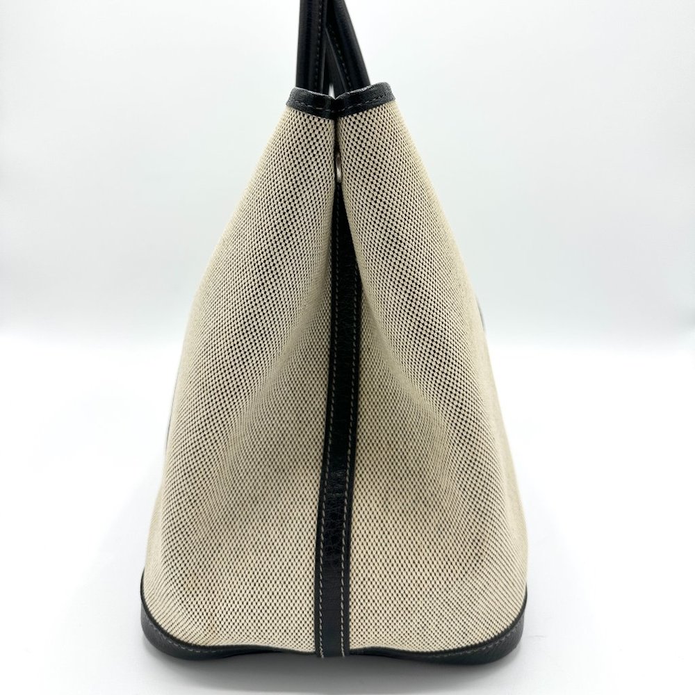 Hermes Canvas/Black Buffle Leather Garden Party 36 - Picture 4 of 11